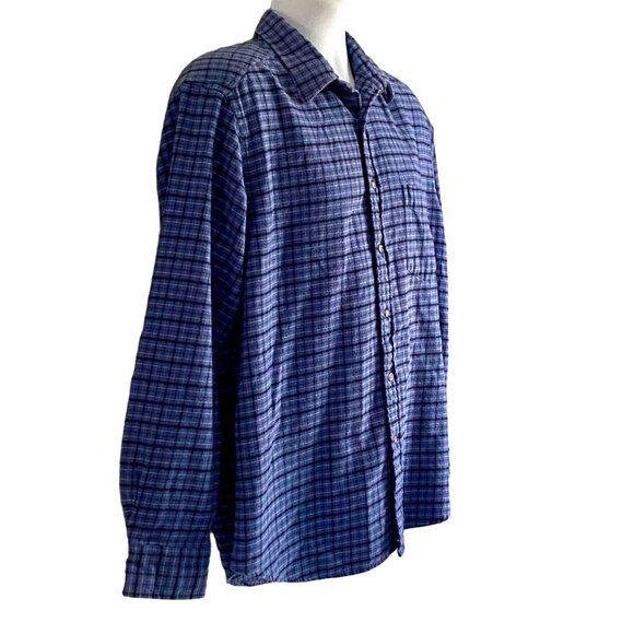 Club Room Blue Plaid Flannel Button Down Shirt Men's Large - Picture 4 of 8